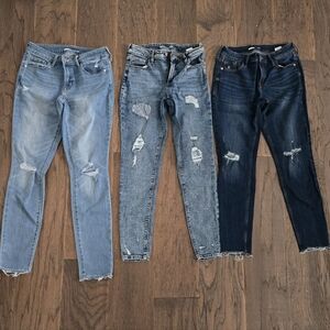 Old Navy Women's Distressed Denim Jeans - Light Blue, Medium Blue, Dark Blue